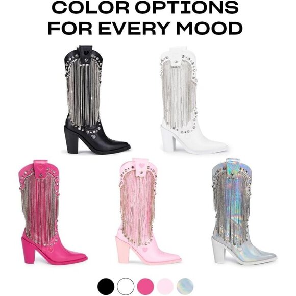 Perfect Cowboy Boots by Sugar Thrillz Dark Pink Vegan Leather With Rhinestone - Picture 4 of 6